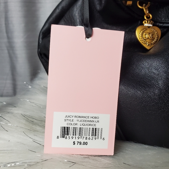 JUICY COUTURE Liquorice Black Juicy Romance Hobo Shoulder Bag - Picture 10 of 10